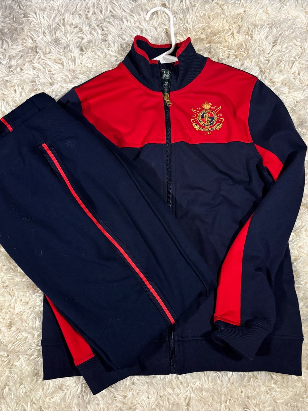 Lauren Ralph Lauren Navy and Red Athletic Track Jacket and Pants Set-PM